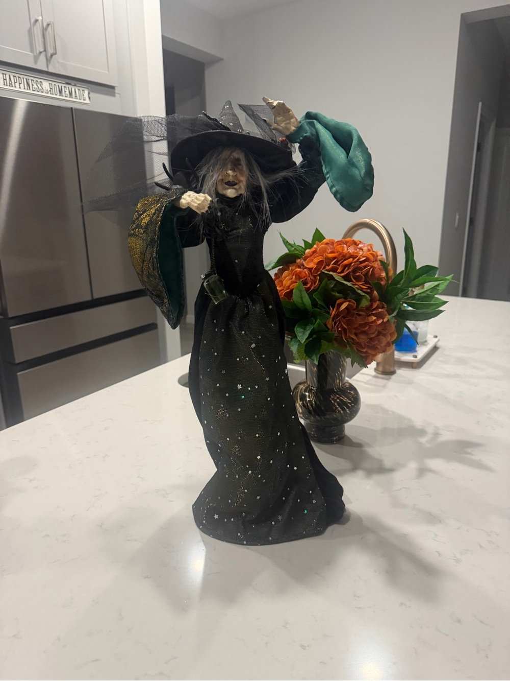 Gothic Witch Halloween Decor Black Green Celestial Whimsigoth Figurine vintage